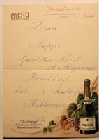 Innsbrucki kézírásos étlap (Hochriegl pezsgő reklámmal)