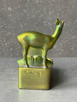 Nagyon ritka. Zsolnay, eozin mázas Sinkó kerámia, őz tállal.