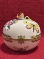 HEREND kézzel festett porcelán doboz – rózsafejes fedéllel