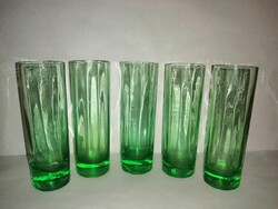 Retro zöld üveg csőpohár - 5 db egyben (8/K)