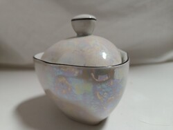Hollóházi porcelán lüszter mázas cukortartó, bonbonier - 9 x 9,5 cm