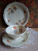 KAHLA MADE IN GDR reggeliző teás kávés antik reggeliző szett, pompázó színekben