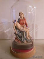 SZŰZ MÁRIA -PIETA   - PORCELÁN - OSZTRÁK - KÉZMŰVES -  ÜVEG - FA - 19 x 11 cm  - HIBÁTLAN