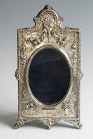 Ezüst keretes angol képkeret (25-0300) - Rózsás deorral