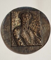 Czinder Antal : Pór Bertalan Emlékére Születésének 100. Évfordulójára  készült bronz plakett  11,5