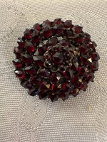 Antik hránát bross,kitűző,ezüst foglalatban