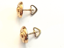 Régi Vörös Arany Turbános Fülbevaló Csavaros Art Deco