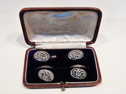 2 pár antik vietnámi ezüst (Ag .900) mandzsettagomb dobozban