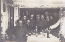 1917 Bajtársi vacsora román front Magyar-német katona vaskereszt fotólap