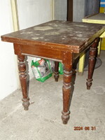 ANTIK NAGYON MASSZÍV NÉPI PARASZTI DUPLA KIHAJTHATÓ LAPOS ÉTKEZŐ / KONYHA ASZTAL