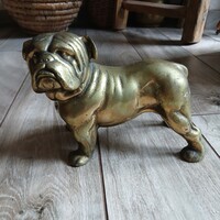 Masszív régi réz bulldog szobor (3,657 kg, 16x20x11,5 cm)