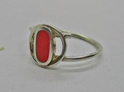 Szép kis  ezüstgyűrű piros zománccal
