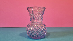 Cseh, Bohemia ibolyaváza - üveg, retro, búzavirág KÉK