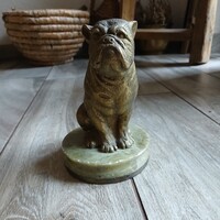 Pazar régi réz bulldog szobor I. (15,5x10 cm)