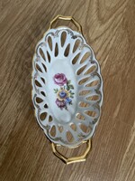 Gyönyörűséges Német áttört füles porcelán kínáló.