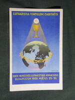 Képeslap,Szent István 900 éves jubileuma,Eucharisztikus Kongresszus Budapest,Szilágyi grafika, 1938-