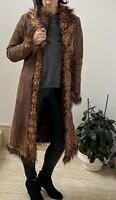 Hosszú melegen bélelt bőr kabát. M/L