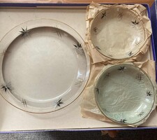 RITKA! - Salgótarjáni üveg kompótos szett - aranyozott csillag/virág motívummal