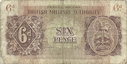 6 pence 2/6 1943 British Military Authority Anglia katonai