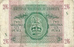 2 shilling shillings 6 pence 2/6 1943 British Military Authority Anglia katonai 2.