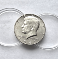 USA ezüst Half / Fél Dollár 1968, kapszulában.