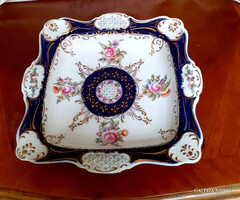 Dús mintájú Hollóházi kínáló, asztalközép. 25x25x5 cm