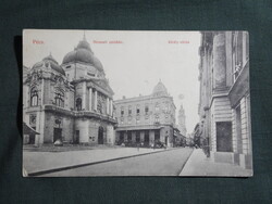 Képeslap,Pécs,király utca,Nemzeti színház látkép,részlet,Fürst Lipót kiadás Pécs,1912-