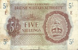 5 shilling shillings 1943 British Military Authority Anglia katonai