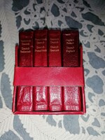Lagenscheidt Lilliput miniatűr bőrkötésű szótárkészlet, gyűjtői állapotban