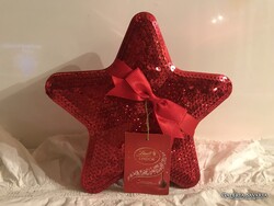 FÉMDOBOZ  - FLITTERES CSILLAG A TETEJÉN - 20 x 8 cm - HIBÁTLAN