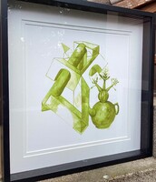 Papp Oszkár absztrakt kis példányszámú műve  ízlésesen keretezve, azonnal falra akasztható!