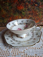 Bavaria MITTERTEIC porcelán teáscsésze aljával,gyönyörű virágmintával csésze belsejében is. Hibátlan