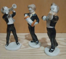 Hollóházi Káldor Aurél porcelán zenész figurák 3 db. Alkudható.