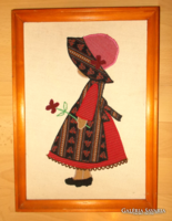 Kislány patchwork falikép fa keretben 34x24 cm