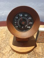 Retro asztali fa hőmérő fordulatszámmérő szocreál kádár dekoráció