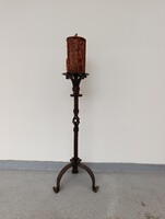 Antik kovácsoltvas gyertyatartó könyvtár könyv mintás vastag nagy gyertyával 493 5885