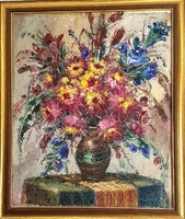 Csendélet (Bartosi L.), impulzív, nagyon szép, olaj-vászon, hibátlan.