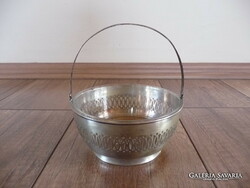 Antik ezüst kínáló üvegbetéttel