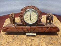 Retro asztali fa nagyméretű elefántos hőmérő szocreál kádár dekoráció