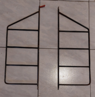 Régi retro designe variálható fekete fém vázas fali létrapolc, 2 db tartó,