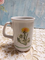 Rosenberger német porcelán csésze bögre botanikai, gyemekláncfű, sárga virág mintával