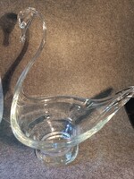 Vintage német Schott Zwiesel kristályüveg kézzel készült  fújt üveghattyú tál
