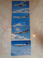 4 db LUFTHANSA REPÜLŐS KÉPESLAPOK