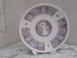 Ritka festésű és mintázatú Zsolnay falitál