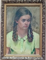 Ismeretlen : Fiatal lány portréja  szép keretben