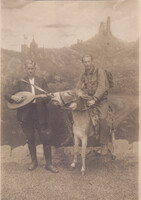 Zenész csacsi fogattal érdekes aranyos emlék kép 9x12,5 cm