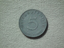 Németország, horogkeresztes birodalmi 5 Pfennig (Reichspfennig), 1940 J