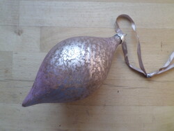 Különleges formájú foncsorozott üveg karácsonyfadísz pasztell lila színben