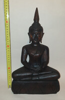 Nagy méretű, hibátlan, kézi faragású, thai, mangófa Buddha szobor (36cm)