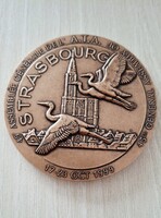 RITKA  ! A NATO  50. Évfordulója közgyűlése STRASBOURG - ban francia bronz emlék plakett  8 cm
